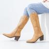 imageADAMUMU Womens Wide Calf Cowboy Boots Classic WesternStyle Cowboys Boots for Women Pointed Toe Womens Cowgirl Boots with Chunky Heel NonSlip Sole for Adding Timeless Elegance to Your WardrobeTan