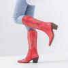 imageADAMUMU Womens Wide Calf Cowboy Boots Classic WesternStyle Cowboys Boots for Women Pointed Toe Womens Cowgirl Boots with Chunky Heel NonSlip Sole for Adding Timeless Elegance to Your WardrobeRed