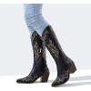 imageADAMUMU Womens Wide Calf Cowboy Boots Classic WesternStyle Cowboys Boots for Women Pointed Toe Womens Cowgirl Boots with Chunky Heel NonSlip Sole for Adding Timeless Elegance to Your WardrobeBlack02