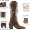 imageADAMUMU Womens Wide Calf Cowboy Boots Classic WesternStyle Cowboys Boots for Women Pointed Toe Womens Cowgirl Boots with Chunky Heel NonSlip Sole for Adding Timeless Elegance to Your WardrobeBrown