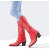 imageADAMUMU Womens Wide Calf Cowboy Boots Classic WesternStyle Cowboys Boots for Women Pointed Toe Womens Cowgirl Boots with Chunky Heel NonSlip Sole for Adding Timeless Elegance to Your WardrobeRed