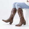 imageADAMUMU Womens Wide Calf Cowboy Boots Classic WesternStyle Cowboys Boots for Women Pointed Toe Womens Cowgirl Boots with Chunky Heel NonSlip Sole for Adding Timeless Elegance to Your WardrobeBrown