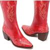 imageADAMUMU Womens Wide Calf Cowboy Boots Classic WesternStyle Cowboys Boots for Women Pointed Toe Womens Cowgirl Boots with Chunky Heel NonSlip Sole for Adding Timeless Elegance to Your WardrobeRed