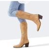 imageADAMUMU Womens Wide Calf Cowboy Boots Classic WesternStyle Cowboys Boots for Women Pointed Toe Womens Cowgirl Boots with Chunky Heel NonSlip Sole for Adding Timeless Elegance to Your WardrobeTan