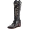 imageADAMUMU Womens Wide Calf Cowboy Boots Classic WesternStyle Cowboys Boots for Women Pointed Toe Womens Cowgirl Boots with Chunky Heel NonSlip Sole for Adding Timeless Elegance to Your WardrobeBlack02