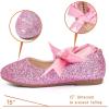 imageADAMUMU Girls Dress Shoes Princess Mary Jane Shoes Slip on Casual Toddler Girl Ballet Flats with Bowknot Flower Elastic Band in Party Wedding Dress Up CostumeGlitter Pink 8m