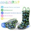 imageADAMUMU Toddler Kids Rain Boots Childrens Waterproof Rubber Shoes with EasyOn Handles Lightweight in Cartoon Patterns for Boys ampamp Girls