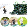 imageADAMUMU Toddler Kids Rain Boots Childrens Waterproof Rubber Shoes with EasyOn Handles Lightweight in Cartoon Patterns for Boys ampamp Girls