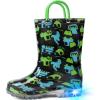 imageADAMUMU Toddler Kids Rain Boots Childrens Waterproof Rubber Shoes with EasyOn Handles Lightweight in Cartoon Patterns for Boys ampamp Girls