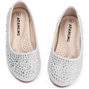 imageADAMUMU Girls Dress Up Shoes Sparkly Shoes for Girls Princess Mary Jane School Uniform Dress Shoes in Performance Prom and Graduation for ToddlerLittleBig KidsSilver