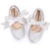 imageADAMUMU Girls Dress Shoes Princess Mary Jane Shoes Slip on Casual Toddler Girl Ballet Flats with Bowknot Flower Elastic Band in Party Wedding Dress Up CostumeGlitter Silver 105m