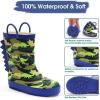imageADAMUMU Toddler Kids Rain Boots Childrens Waterproof Rubber Shoes with EasyOn Handles Lightweight in Cartoon Patterns for Boys ampamp GirlsBlue Green Dinosaur