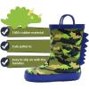 imageADAMUMU Toddler Kids Rain Boots Childrens Waterproof Rubber Shoes with EasyOn Handles Lightweight in Cartoon Patterns for Boys ampamp GirlsBlue Green Dinosaur