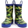 imageADAMUMU Toddler Kids Rain Boots Childrens Waterproof Rubber Shoes with EasyOn Handles Lightweight in Cartoon Patterns for Boys ampamp GirlsBlue Green Dinosaur
