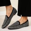 imageADAMUMU Womens Classic Studded Loafers  Black Leather SlipOn Flats for Casual ampamp Dressy OccasionsBlack1