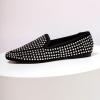 imageADAMUMU Womens Classic Studded Loafers  Black Leather SlipOn Flats for Casual ampamp Dressy OccasionsBlack1