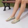 imageADAMUMU Womens Lace Mary Jane Flats  Breathable Mesh Square Toe Ballet Shoes with Buckle Strap for Casual ampamp Dressy WearGreen