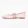 imageADAMUMU Womens Lace Mary Jane Flats  Breathable Mesh Square Toe Ballet Shoes with Buckle Strap for Casual ampamp Dressy WearPink