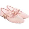 imageADAMUMU Womens Lace Mary Jane Flats  Breathable Mesh Square Toe Ballet Shoes with Buckle Strap for Casual ampamp Dressy WearPink