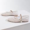 imageADAMUMU Womens Lace Mary Jane Flats  Breathable Mesh Square Toe Ballet Shoes with Buckle Strap for Casual ampamp Dressy WearWhite