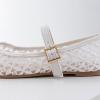 imageADAMUMU Womens Lace Mary Jane Flats  Breathable Mesh Square Toe Ballet Shoes with Buckle Strap for Casual ampamp Dressy WearWhite