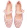 imageADAMUMU Womens Lace Mary Jane Flats  Breathable Mesh Square Toe Ballet Shoes with Buckle Strap for Casual ampamp Dressy WearPink