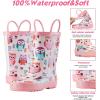 imageADAMUMU Toddler Kids Rain Boots Childrens Waterproof Rubber Shoes with EasyOn Handles Lightweight in Cartoon Patterns for Boys ampamp GirlsDpink