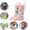 imageADAMUMU Toddler Kids Rain Boots Childrens Waterproof Rubber Shoes with EasyOn Handles Lightweight in Cartoon Patterns for Boys ampamp GirlsDpink