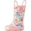 imageADAMUMU Toddler Kids Rain Boots Childrens Waterproof Rubber Shoes with EasyOn Handles Lightweight in Cartoon Patterns for Boys ampamp GirlsDpink