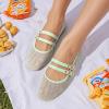 image:imageADAMUMU Womens Lace Mary Jane Flats  Breathable Mesh Square Toe Ballet Shoes with Buckle Strap for Casual amp Dressy WearGreen