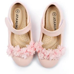 image:imageADAMUMU Toddler Dress Shoes Flower Girl Shoes for Weeding Cute Toddler Mary Jane Shoes Lace Flore Ballet Flat for Walking JumpingFive Flowers Pink
