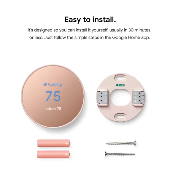 Google Nest Thermostat - Smart Thermostat for Home - Programmable Wifi Thermostat - Snow