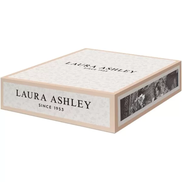 Laura Ashley 10" Candy Stripe Dinner Plate Set in Giftbox - Porcelain Dining Plates - Microwave Safe Ceramic Dinnerware - Blueprint Collectable, White