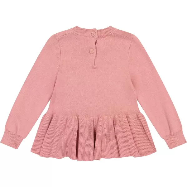 Laura Ashley 2-Pack Baby Girl Leggings &amp; Ribbed Long Sleeve A-Line Tunic Ruffle Top, 100% Cotton Infant Fall Outfit, NB-24M
