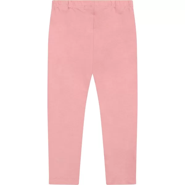 Laura Ashley 2-Pack Baby Girl Leggings &amp; Ribbed Long Sleeve A-Line Tunic Ruffle Top, 100% Cotton Infant Fall Outfit, NB-24M