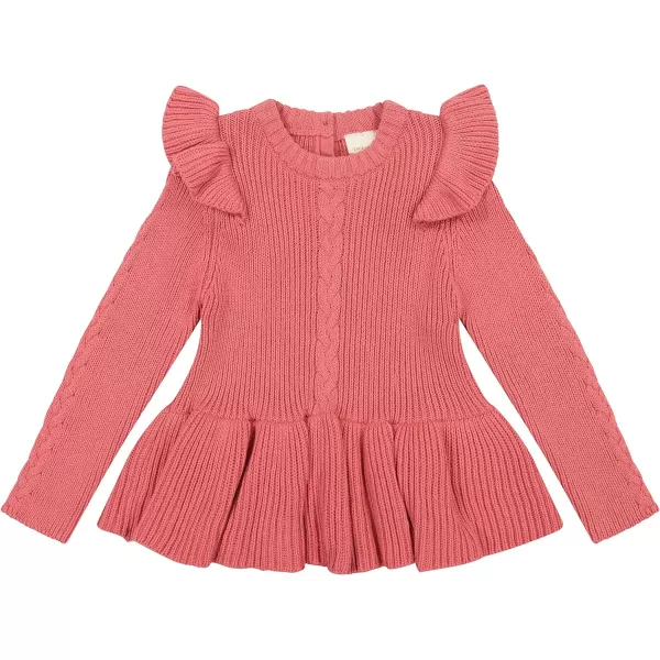 Laura Ashley 2 Pack Baby/Toddler Girl Legging &amp; Knitted Long Sleeve Peplum Tunic Top, Cotton Knit &amp; Floral Fall Outfit,NB-4T