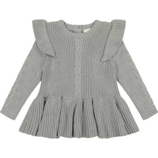 Laura Ashley 2 Pack Baby/Toddler Girl Legging &amp; Knitted Long Sleeve Peplum Tunic Top, Cotton Knit &amp; Floral Fall Outfit,NB-4T