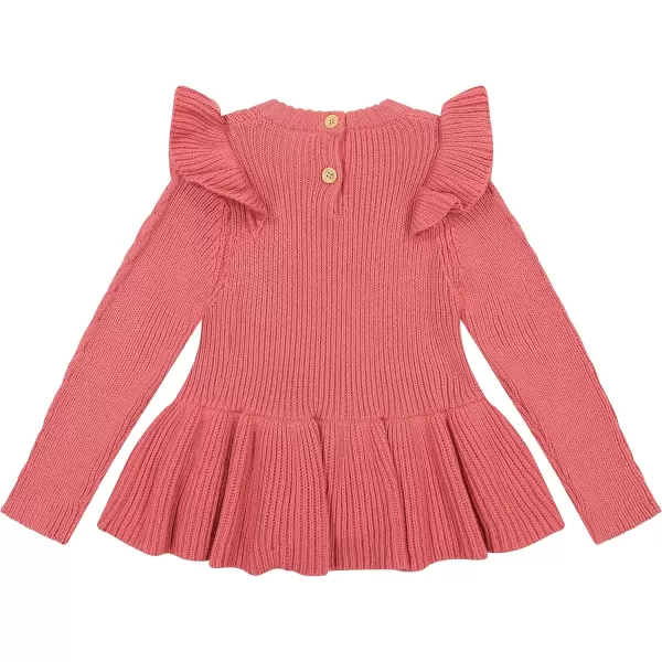 Laura Ashley 2 Pack Baby/Toddler Girl Legging &amp; Knitted Long Sleeve Peplum Tunic Top, Cotton Knit &amp; Floral Fall Outfit,NB-4T
