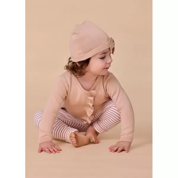Laura Ashley 3-Piece Infant Clothes Set with Baby Sweater, Leggings and Knit Hat, 100% Cotton Knitted Outfit for Girls, 0-18M