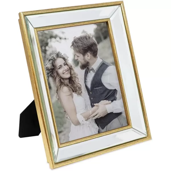Laura Ashley 4x4 Silver Beveled Mirror Picture Frame, Classic Mirrored Frame with Deep Slanted Angle, Wall-Mountable, Made for Tabletop Display, Photo Gallery and Wall Art, 