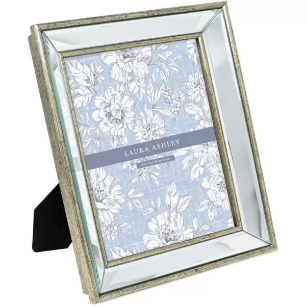 Laura Ashley 4x4 Silver Beveled Mirror Picture Frame, Classic Mirrored Frame with Deep Slanted Angle, Wall-Mountable, Made for Tabletop Display, Photo Gallery and Wall Art, 