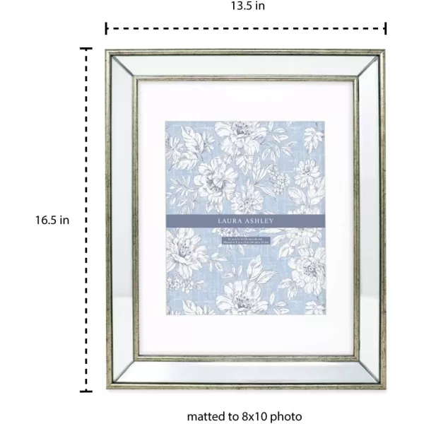 Laura Ashley 4x4 Silver Beveled Mirror Picture Frame, Classic Mirrored Frame with Deep Slanted Angle, Wall-Mountable, Made for Tabletop Display, Photo Gallery and Wall Art, 