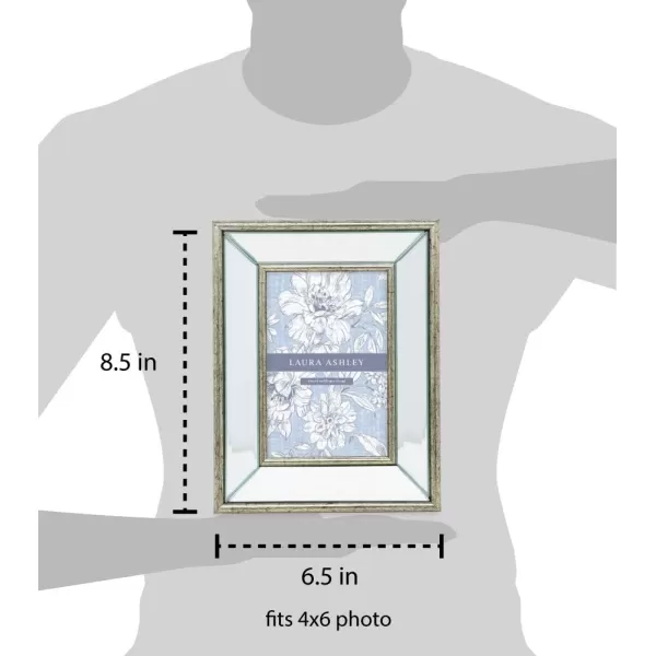 Laura Ashley 4x4 Silver Beveled Mirror Picture Frame, Classic Mirrored Frame with Deep Slanted Angle, Wall-Mountable, Made for Tabletop Display, Photo Gallery and Wall Art, 