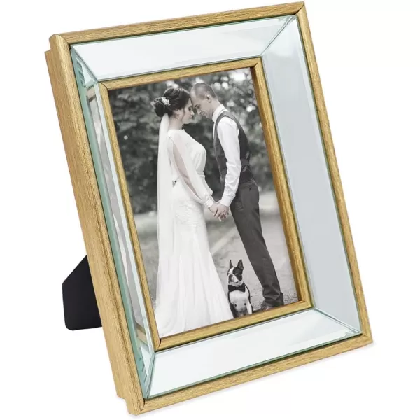 Laura Ashley 4x4 Silver Beveled Mirror Picture Frame, Classic Mirrored Frame with Deep Slanted Angle, Wall-Mountable, Made for Tabletop Display, Photo Gallery and Wall Art, 