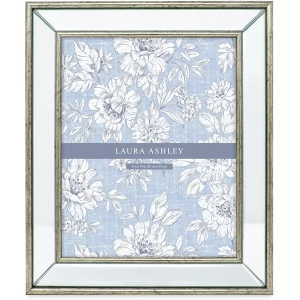 Laura Ashley 4x4 Silver Beveled Mirror Picture Frame, Classic Mirrored Frame with Deep Slanted Angle, Wall-Mountable, Made for Tabletop Display, Photo Gallery and Wall Art, 