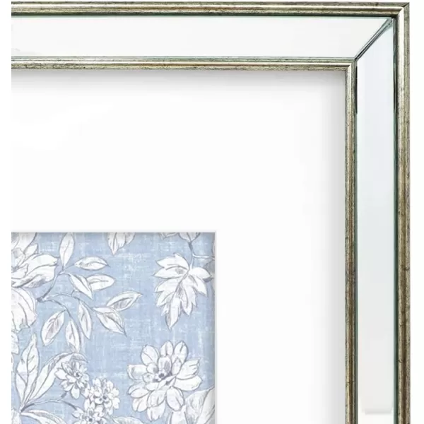 Laura Ashley 4x4 Silver Beveled Mirror Picture Frame, Classic Mirrored Frame with Deep Slanted Angle, Wall-Mountable, Made for Tabletop Display, Photo Gallery and Wall Art, 