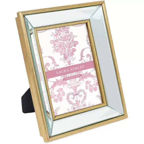 Laura Ashley 4x4 Silver Beveled Mirror Picture Frame, Classic Mirrored Frame with Deep Slanted Angle, Wall-Mountable, Made for Tabletop Display, Photo Gallery and Wall Art, 