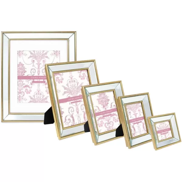 Laura Ashley 4x4 Silver Beveled Mirror Picture Frame, Classic Mirrored Frame with Deep Slanted Angle, Wall-Mountable, Made for Tabletop Display, Photo Gallery and Wall Art, 