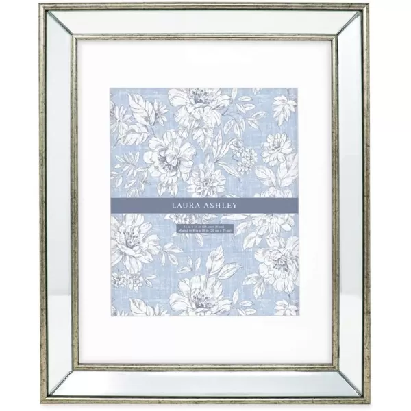 Laura Ashley 4x4 Silver Beveled Mirror Picture Frame, Classic Mirrored Frame with Deep Slanted Angle, Wall-Mountable, Made for Tabletop Display, Photo Gallery and Wall Art, 