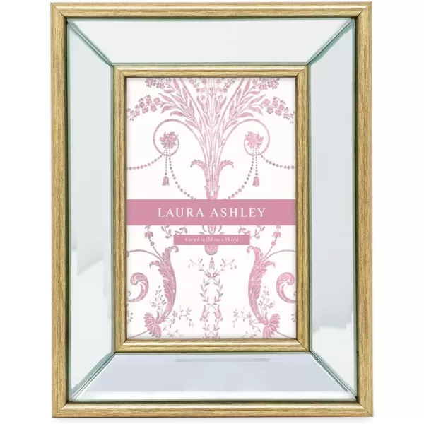 Laura Ashley 4x4 Silver Beveled Mirror Picture Frame, Classic Mirrored Frame with Deep Slanted Angle, Wall-Mountable, Made for Tabletop Display, Photo Gallery and Wall Art, 